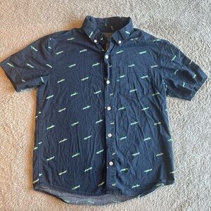 Kids Navy Blue Shirt with Green Pattern